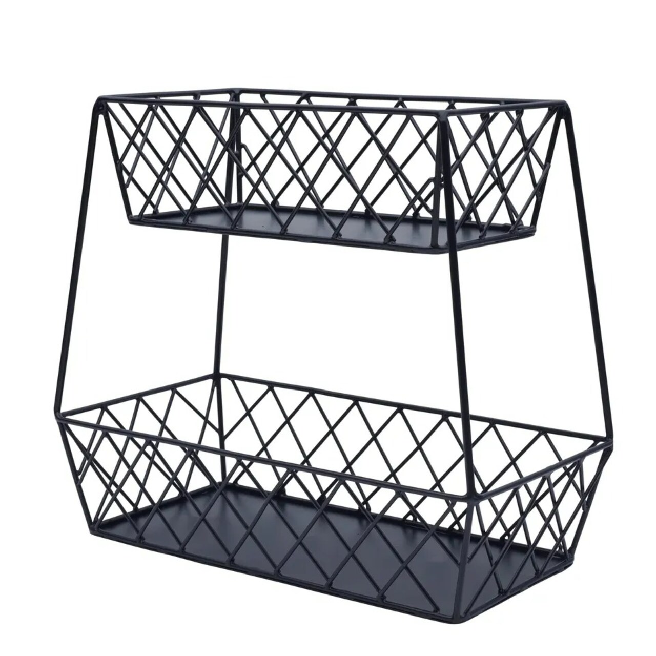 Gourmet Basics by Mikasa Lattice Farm Storage Basket, 2 Tier, Black
